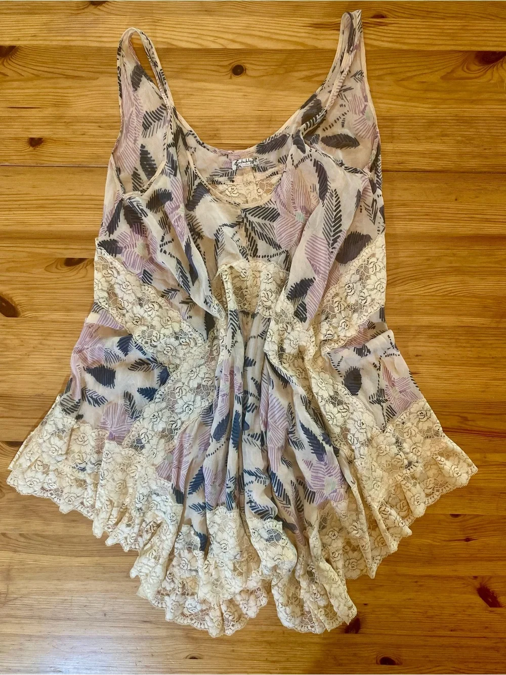 Free People Intimately She Swings Slip Dress Boho Fairy Neutral Combo Size Small